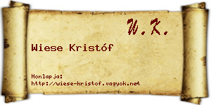 Wiese Kristóf névjegykártya